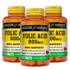 MASON NATURAL Folic Acid 800 mcg Prenatal Support - 300 Tablets