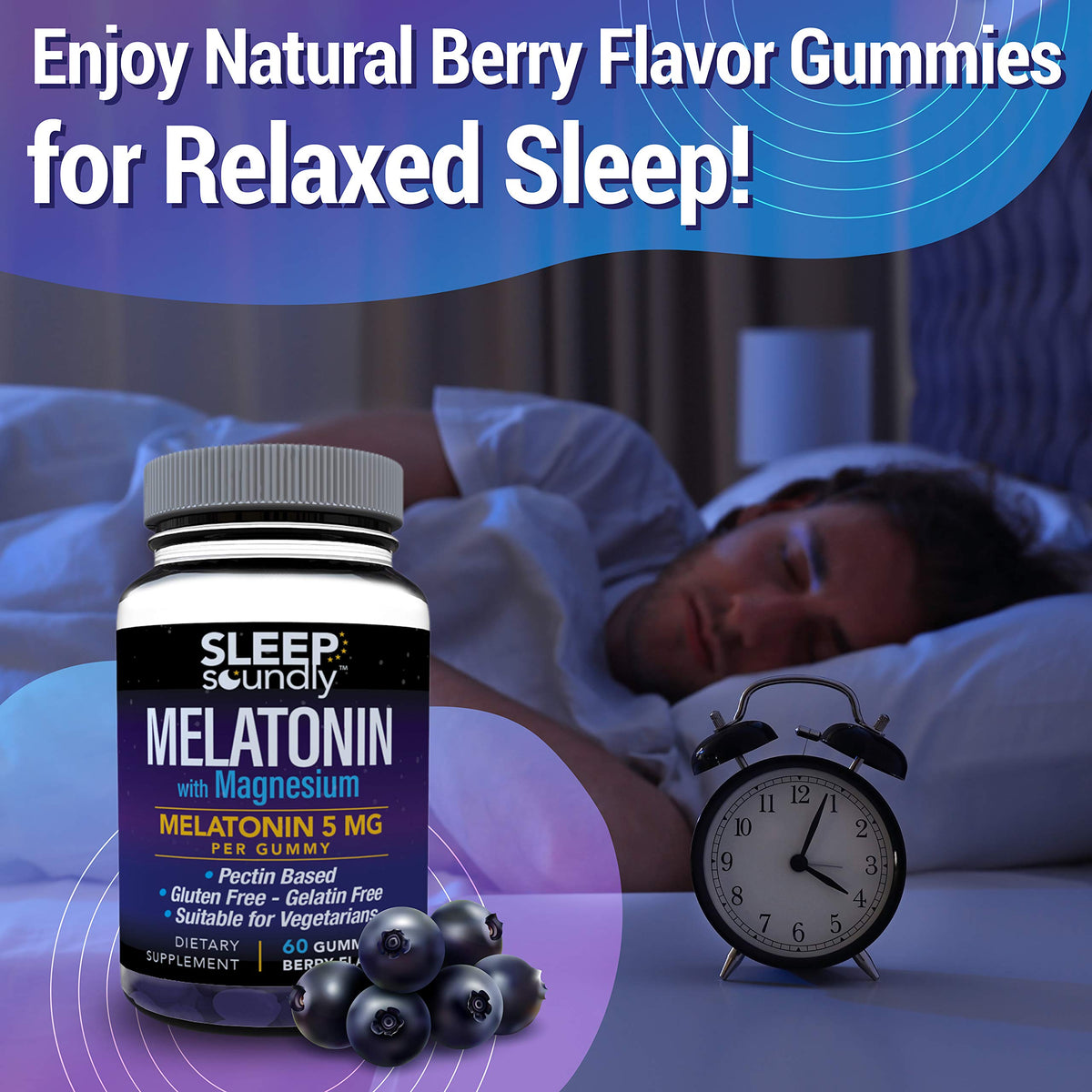 Sleep Soundly Melatonin and Magnesium Gummies 5 mg - 60 Gummies - image 3