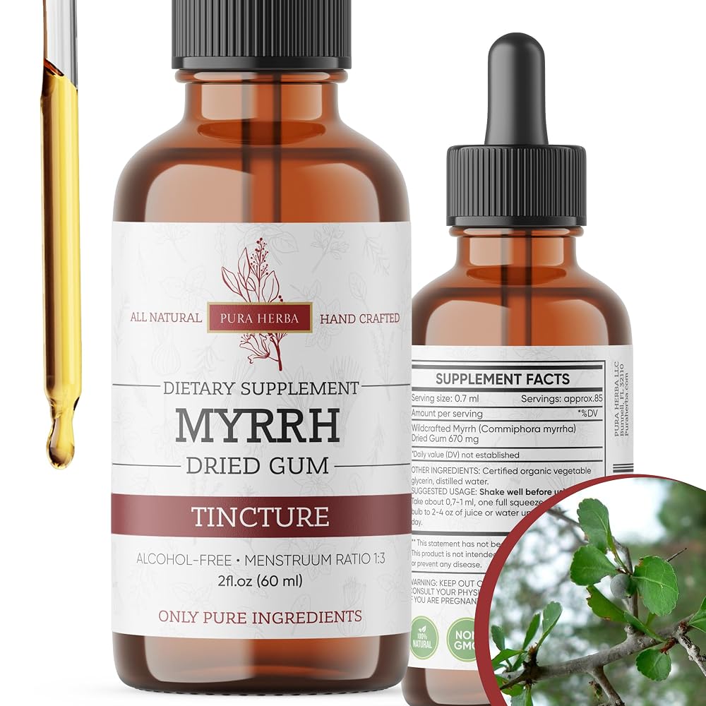 Pura Herba Organic Myrrh Liquid Extract Alcohol-Free - 2 Fl Oz