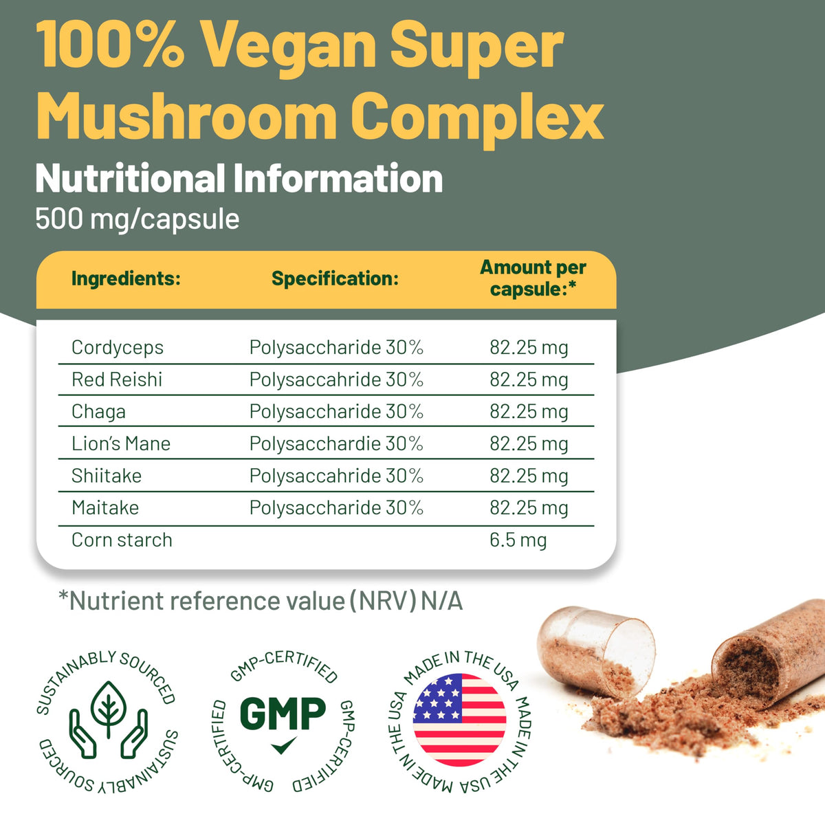 Vegan Vitality Multi Mushroom Supplement Complex - 120 Capsules - image 2