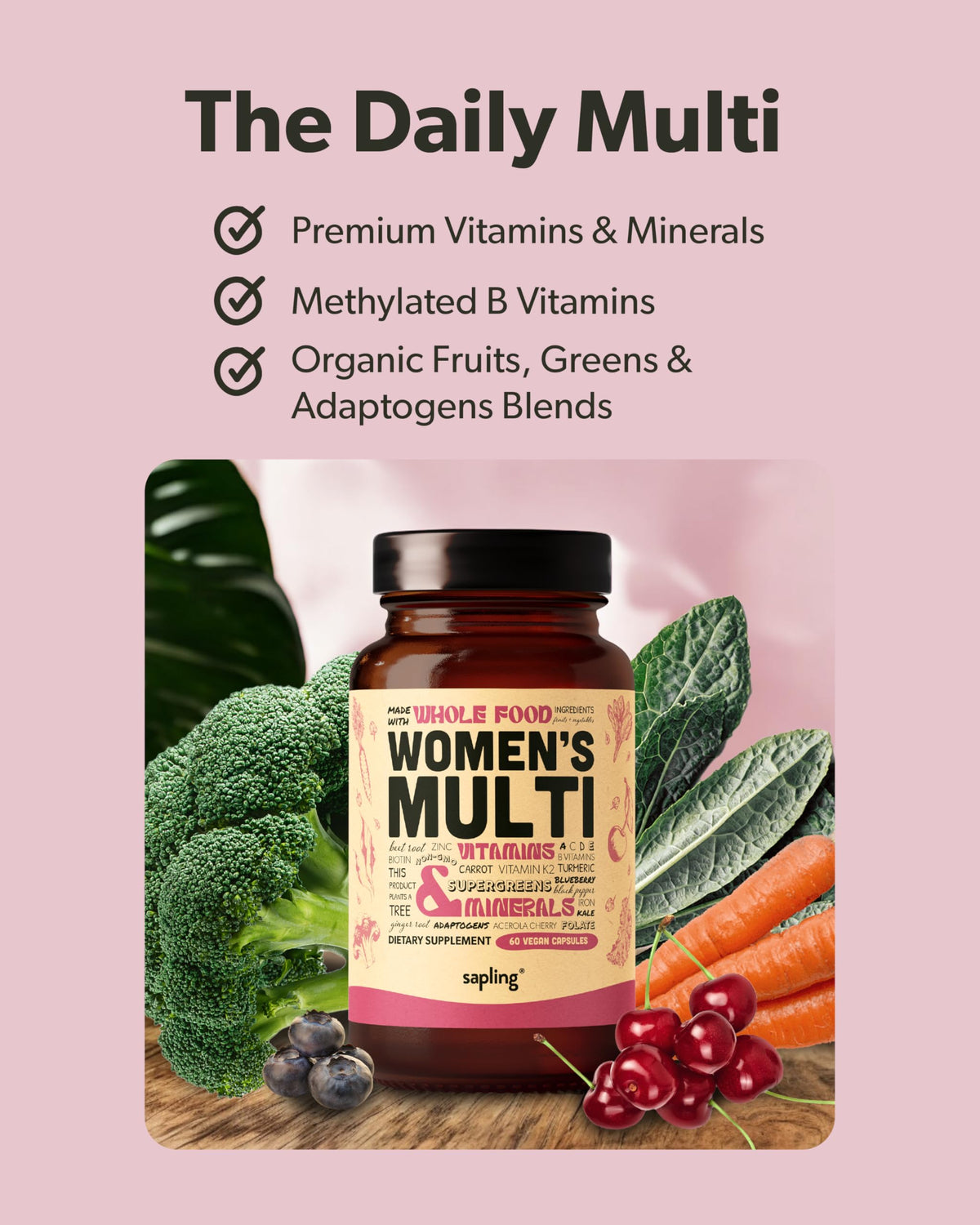 Sapling Multivitamin for Women with Methylated B Complex - 60 Capsules - image 2