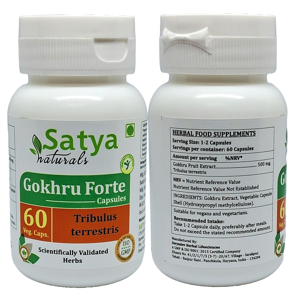Satya Naturals Gokhru Forte Tribulus Terrestris 500 mg - 60 Vegetarian Capsules - image 2