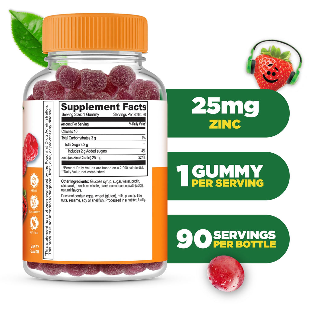 Lifeable Zinc for Kids 25 mg Vegan Berry Gummies - 90 Count - image 2