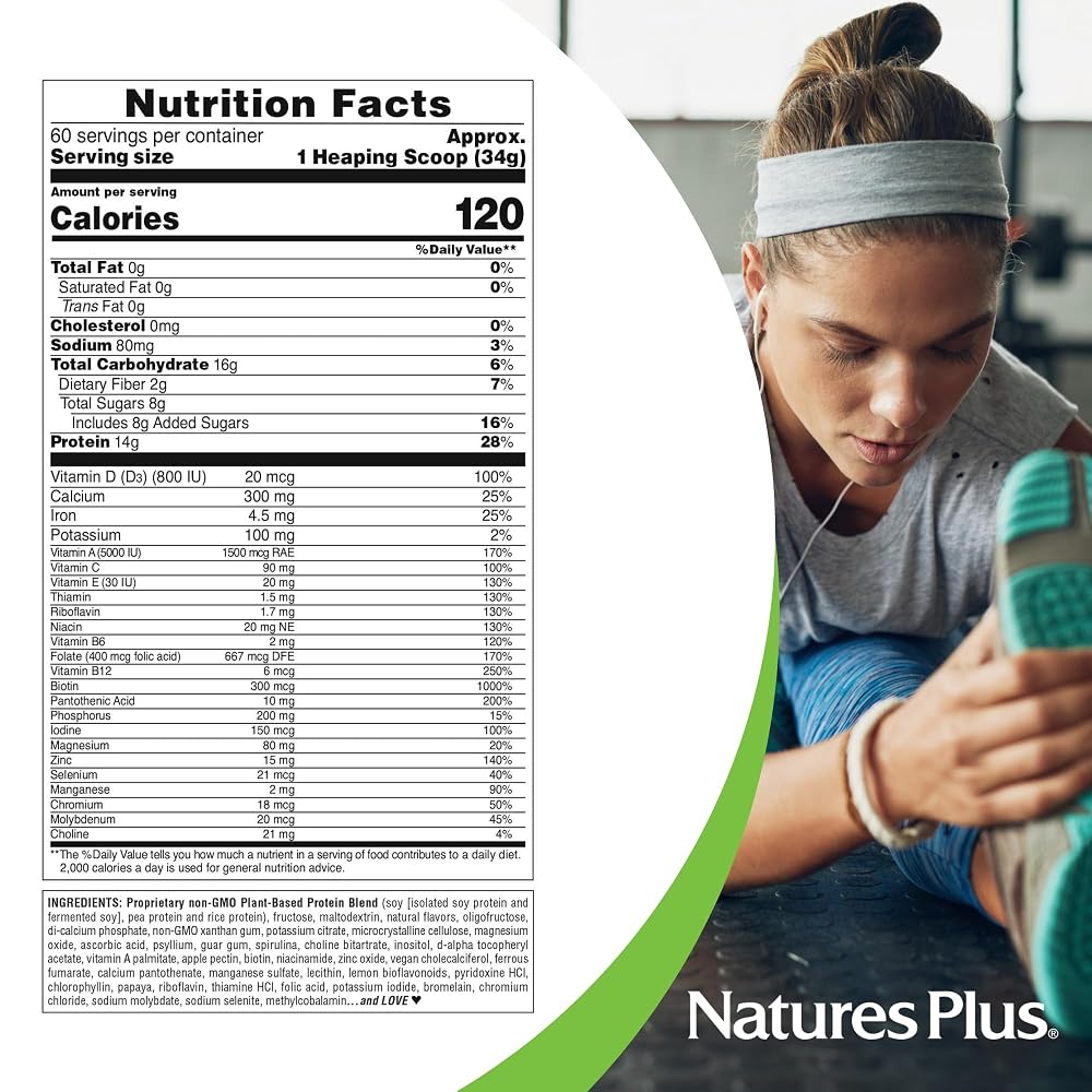 NaturesPlus SPIRU-TEIN Banana Plant-Based Protein Shake - 60 Servings - image 4