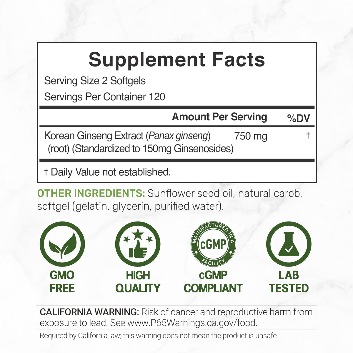 DEAL SUPPLEMENT Korean Red Panax Ginseng Root Extract - 240 Softgels - image 2