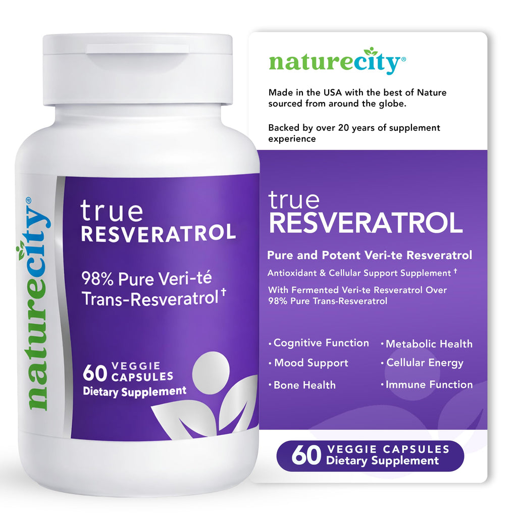 NatureCity TrueResveratrol 75mg Trans-Resveratrol - 60 Vegetarian Capsules