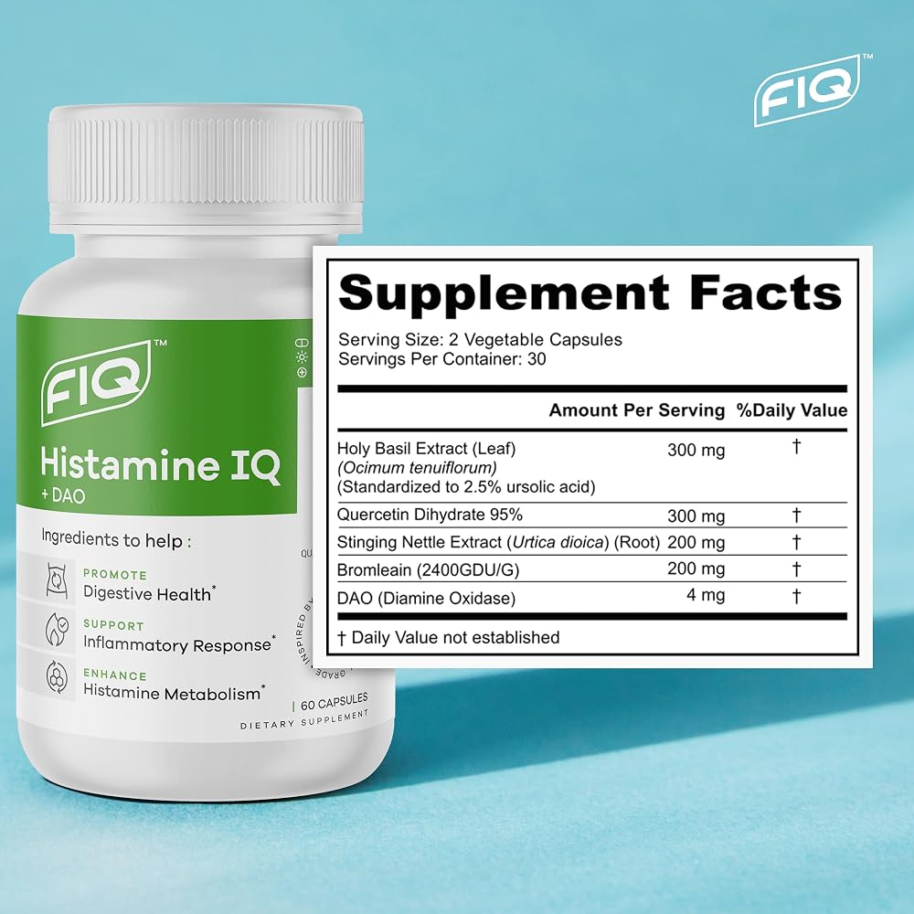 FIQ Histamine IQ DAO Enzyme Supplement - 60 Vegetarian Capsules - image 4