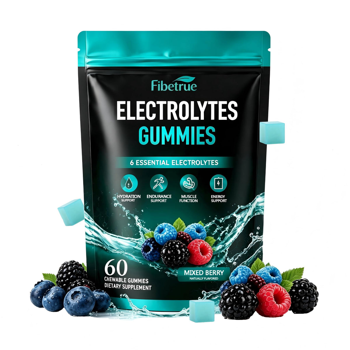 Fibetrue Electrolyte Gummies Mixed Berry - 60 Gummies