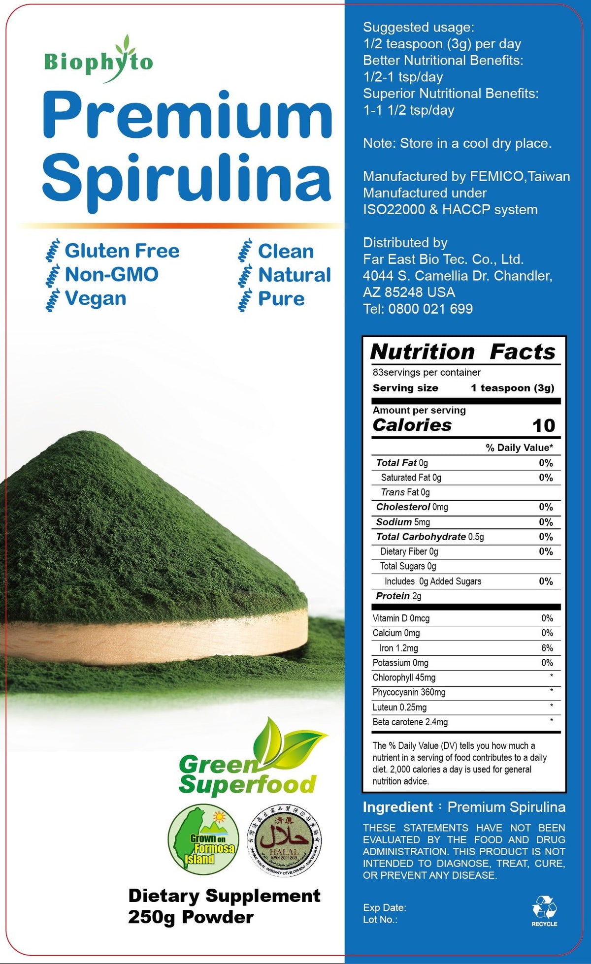 FEBICO Spirulina Powder for Energy - 250g - image 2