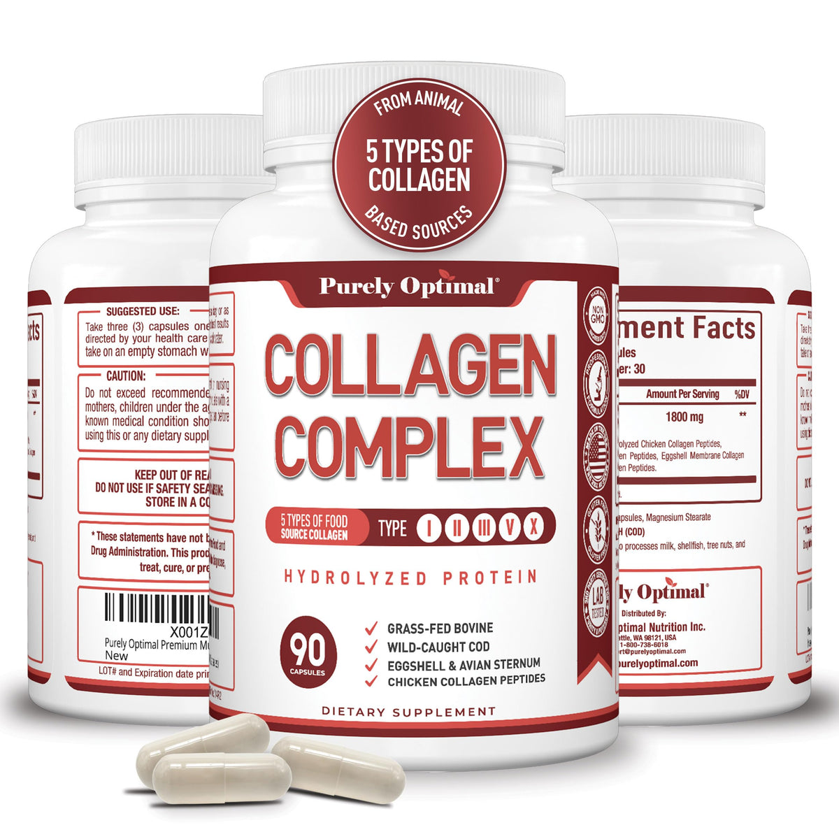 Purely Optimal Premium Multi Collagen Peptides Capsules