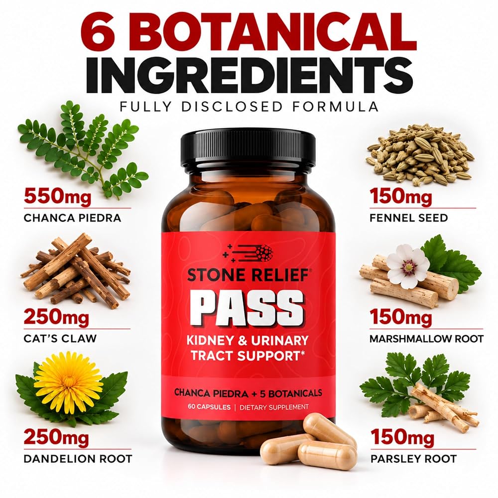 STONE RELIEF Chanca Piedra Kidney Support Supplement - 180 Capsules - image 3