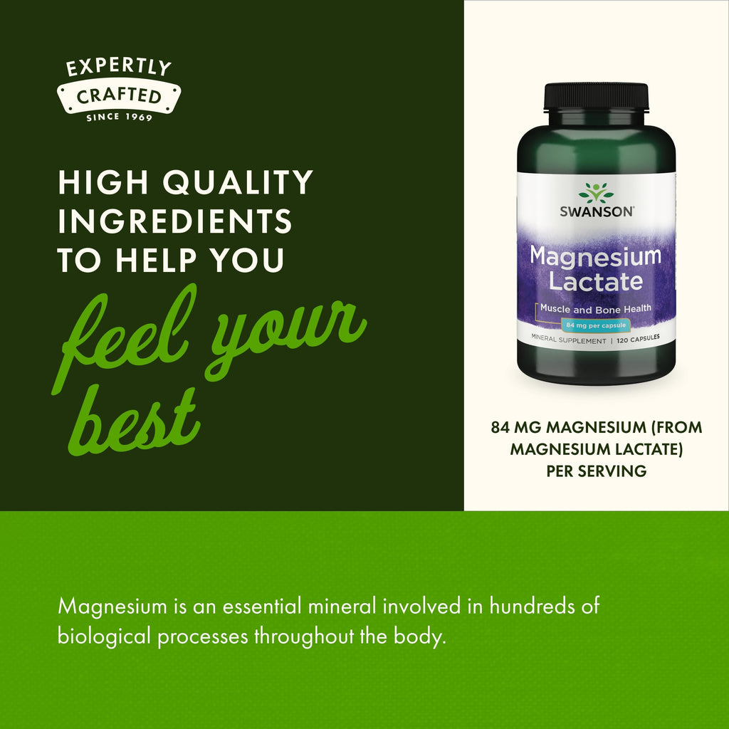 Swanson Magnesium Lactate Mineral Supplement Promoting Muscle