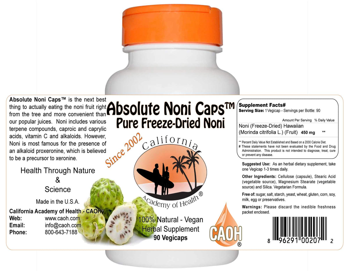 California Academy of Health Pure Freeze Dried Noni Capsules - 90 Capsules - image 2