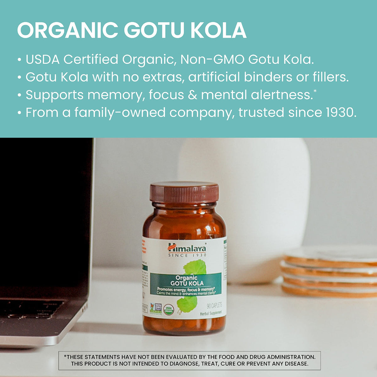 Himalaya Organic Gotu Kola Capsules for Focus & Memory - 90 Caplets - image 3