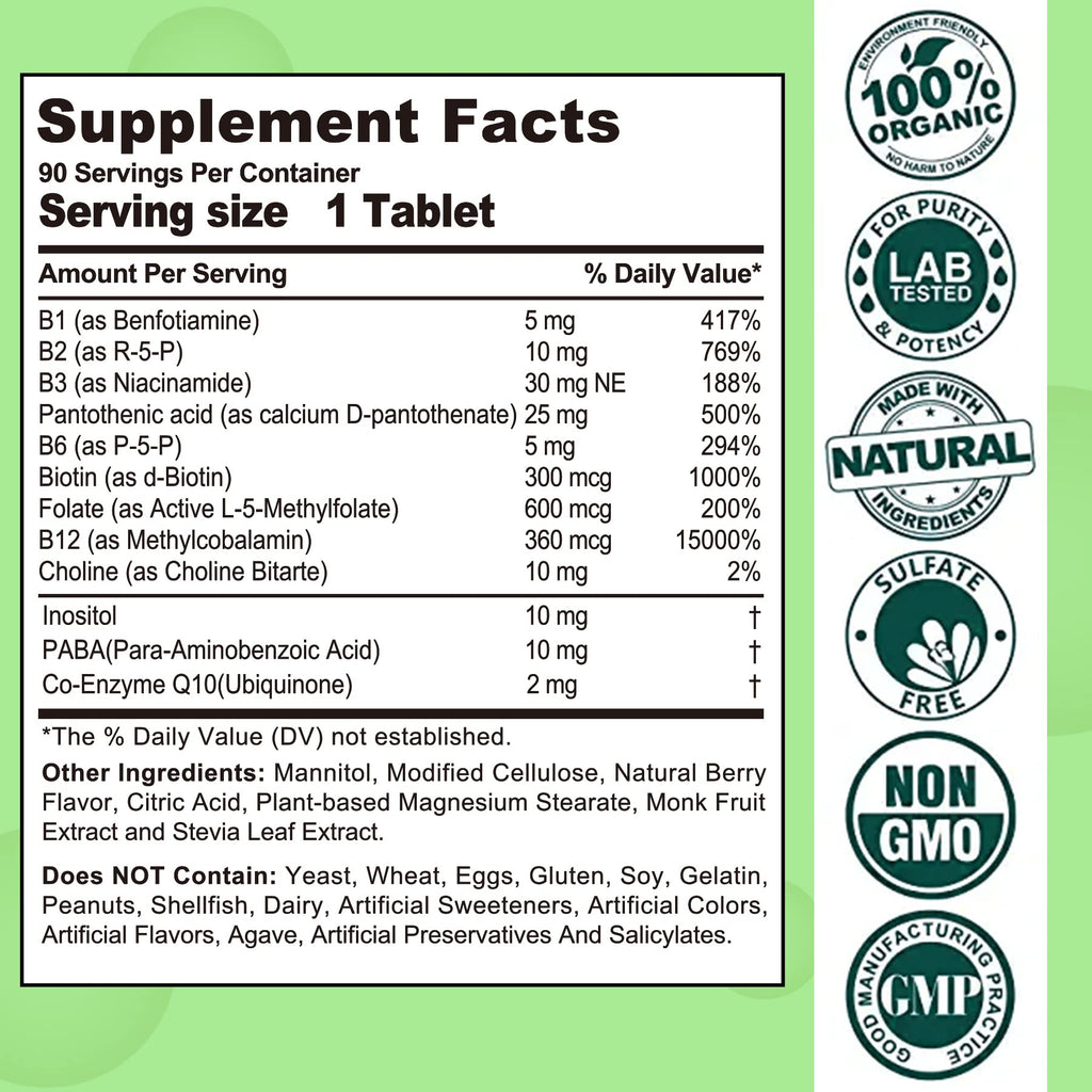 EnvyCure Vitamin B Complex Methylated Energy Support - 180 Tablets - image 2