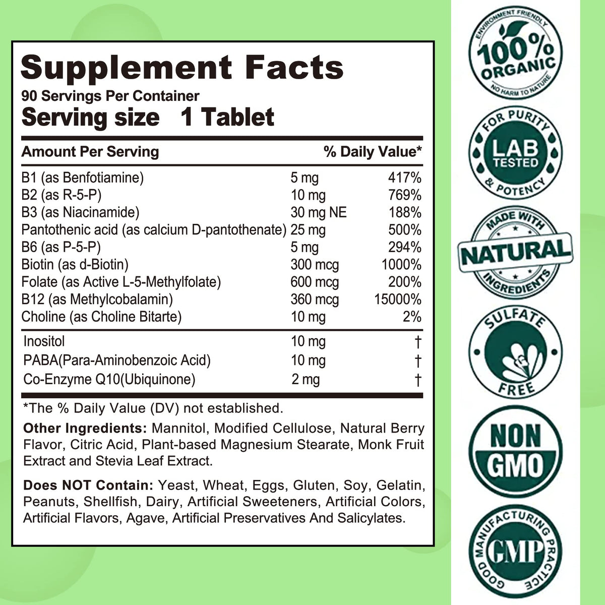 EnvyCure Vitamin B Complex Methylated Energy Support - 180 Tablets - image 2