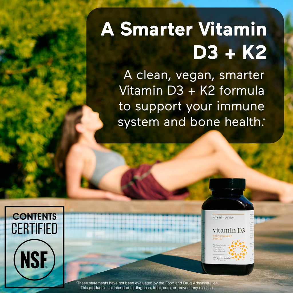 SMARTERNUTRITION Plant-Based Vitamin D3 with Vegan K2-5000 IU