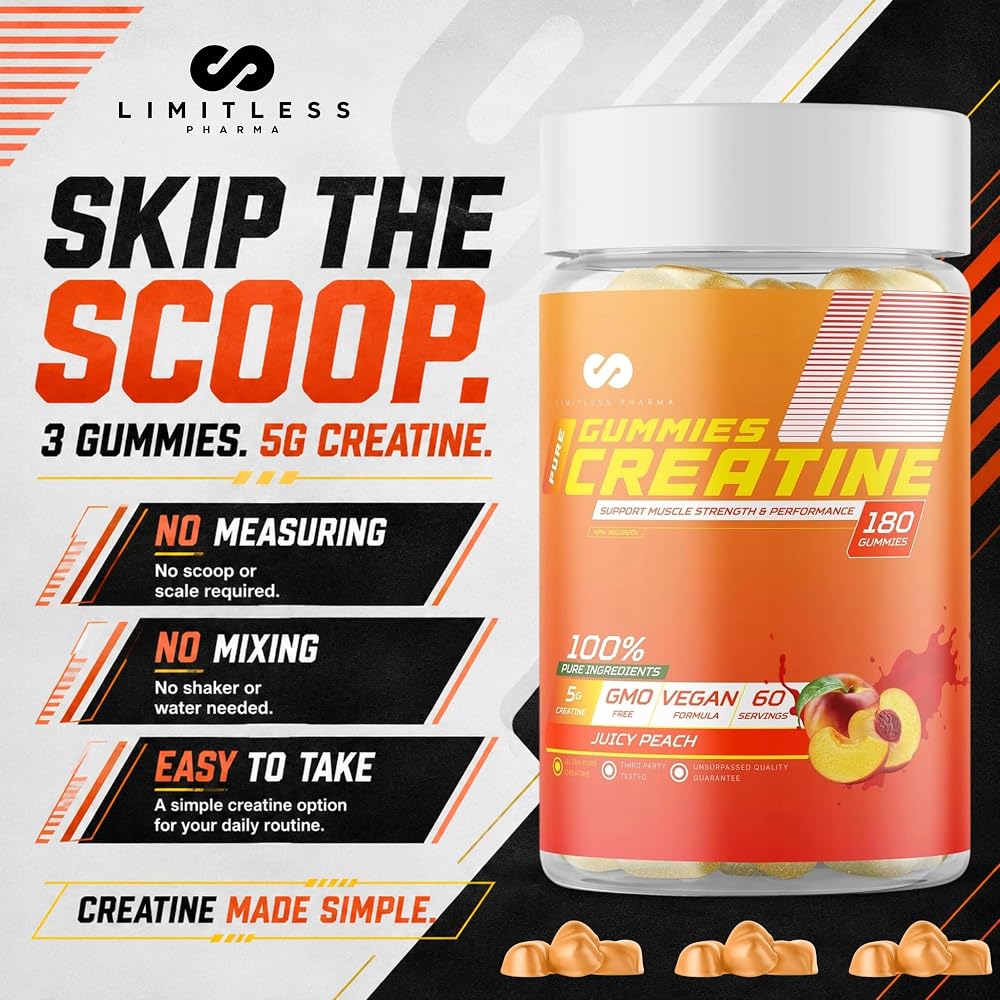 Limitless Pharma Pure Creatine Gummy Candy 5g - 180 Gummies - image 6