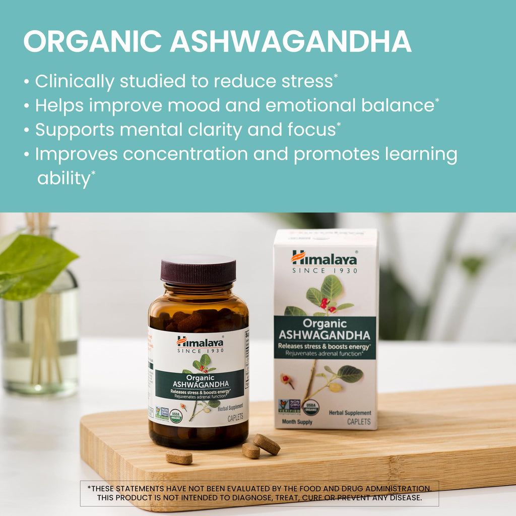 Himalaya Organic Ashwagandha Root 670 mg - 60 Caplets - image 2