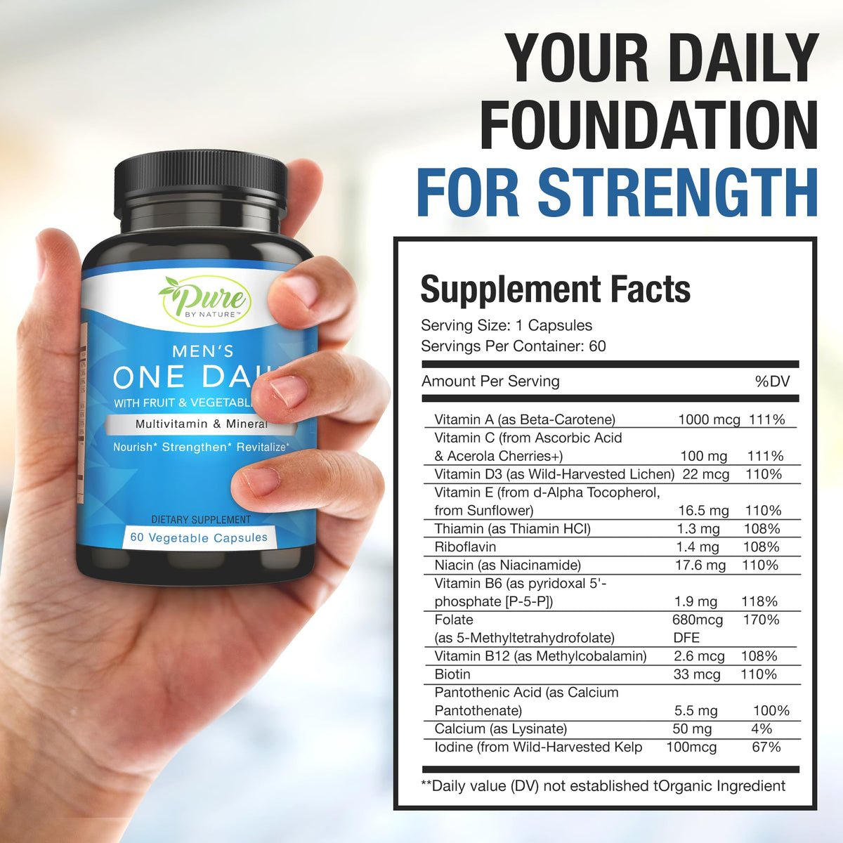 Pure By Nature One-Daily Multivitamin for Men - 60 Vegetarian Capsules - image 5