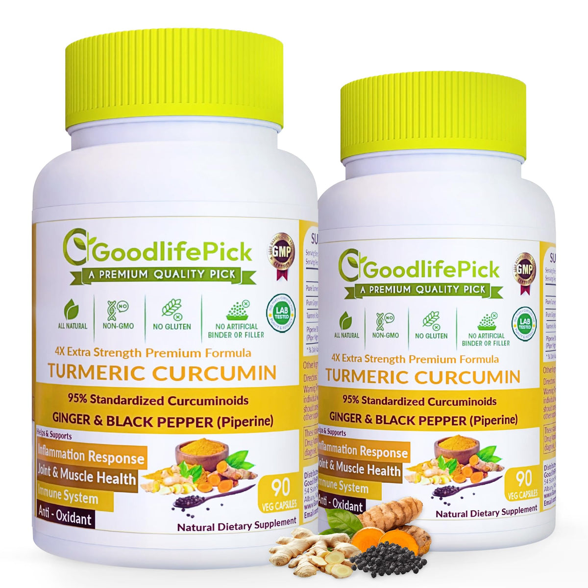 GoodlifePick Premium Turmeric Curcumin Capsules with Ginger & Black