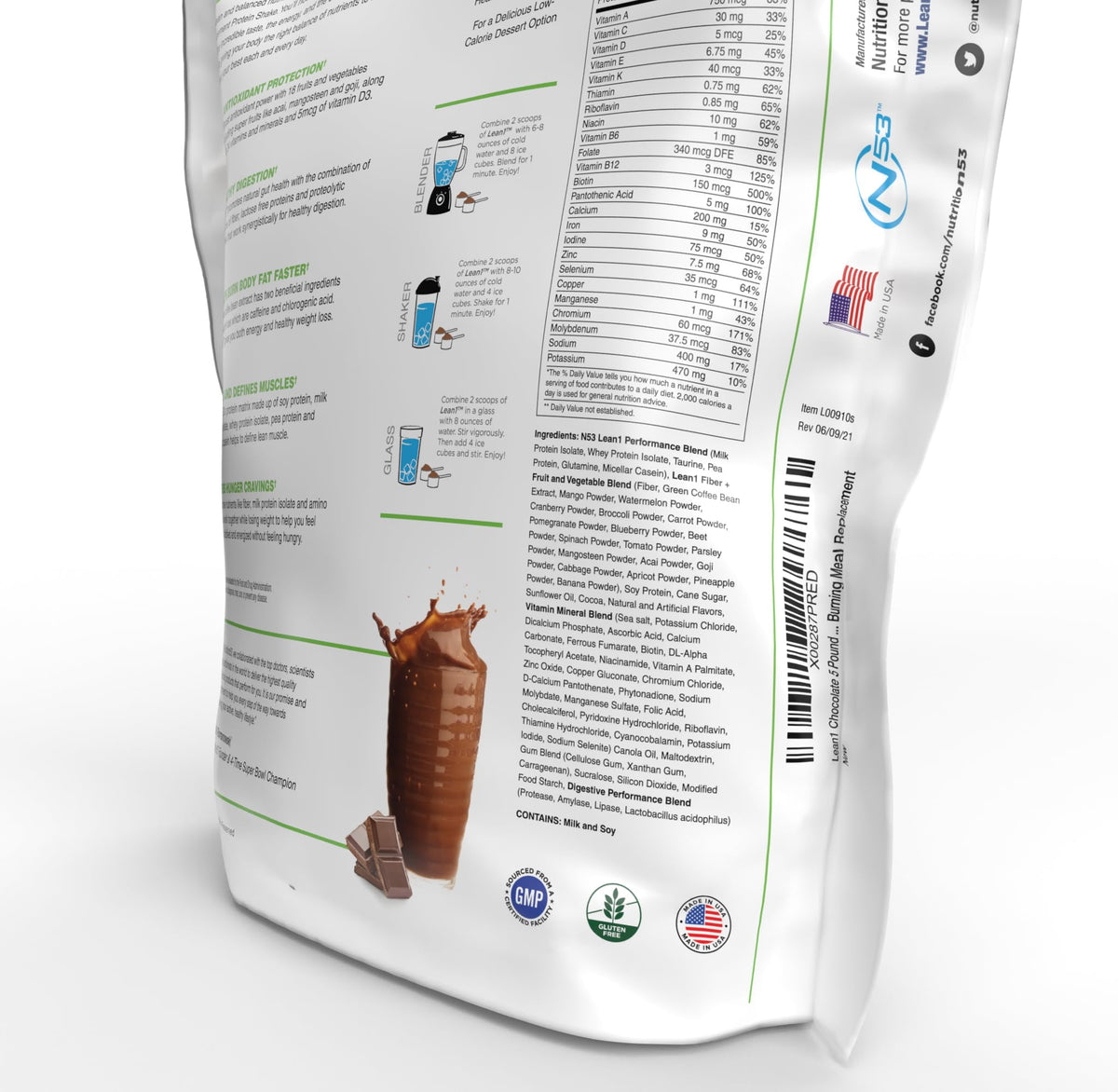 LEAN1 Chocolate Meal Replacement Protein Shake - 37 Servings - image 5