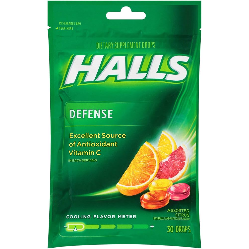 Halls Defense Assorted Citrus Vitamin C Drops - 48 Count