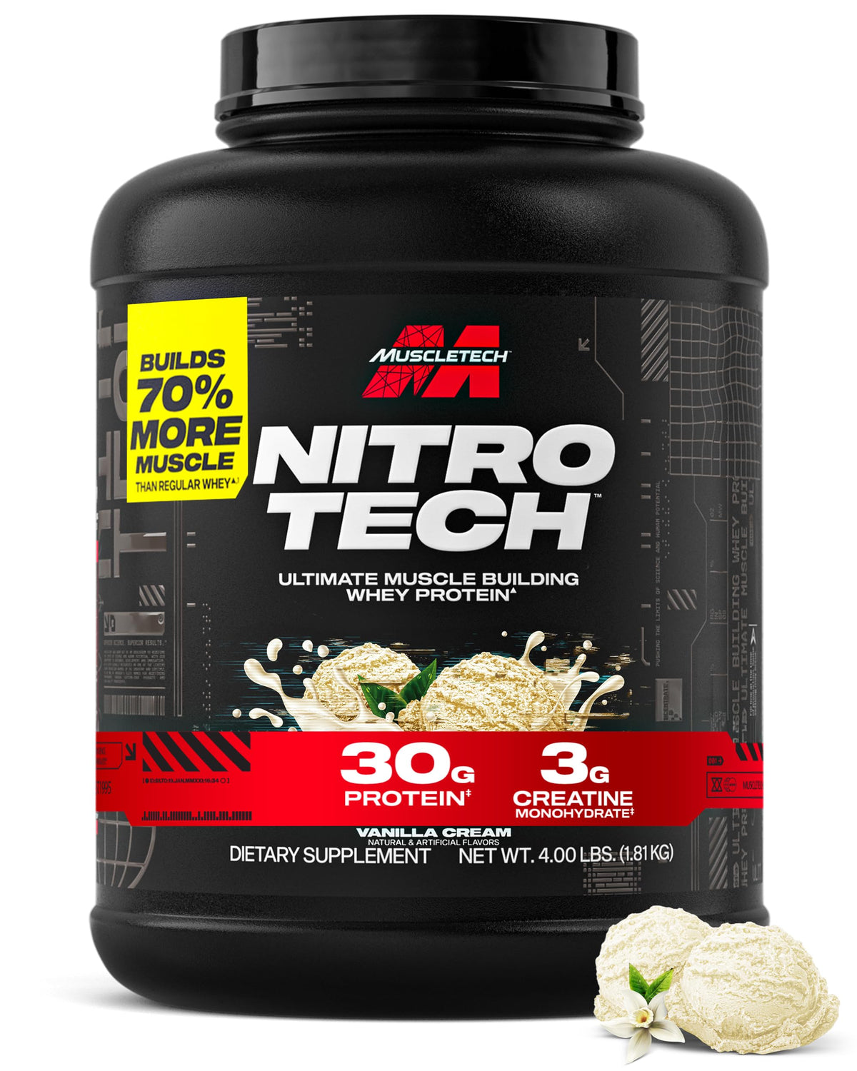 MuscleTech Whey Protein Powder (4LB and 2.2LB) - 30g Protein