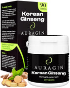 Auragin Authentic Korean Red Ginseng 6 Year Roots - 90 Tablets