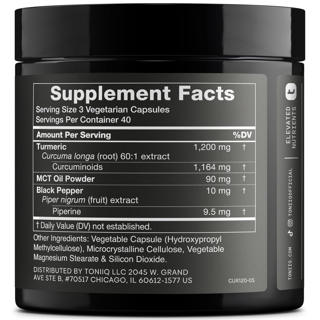 Toniiq Turmeric Curcumin 60:1 Extract 97% Curcuminoids - 120 Capsules - image 2