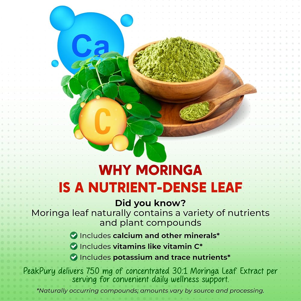 PeakPury Moringa 1,485 mg with Turmeric & Ginger - 150 Capsules - image 2