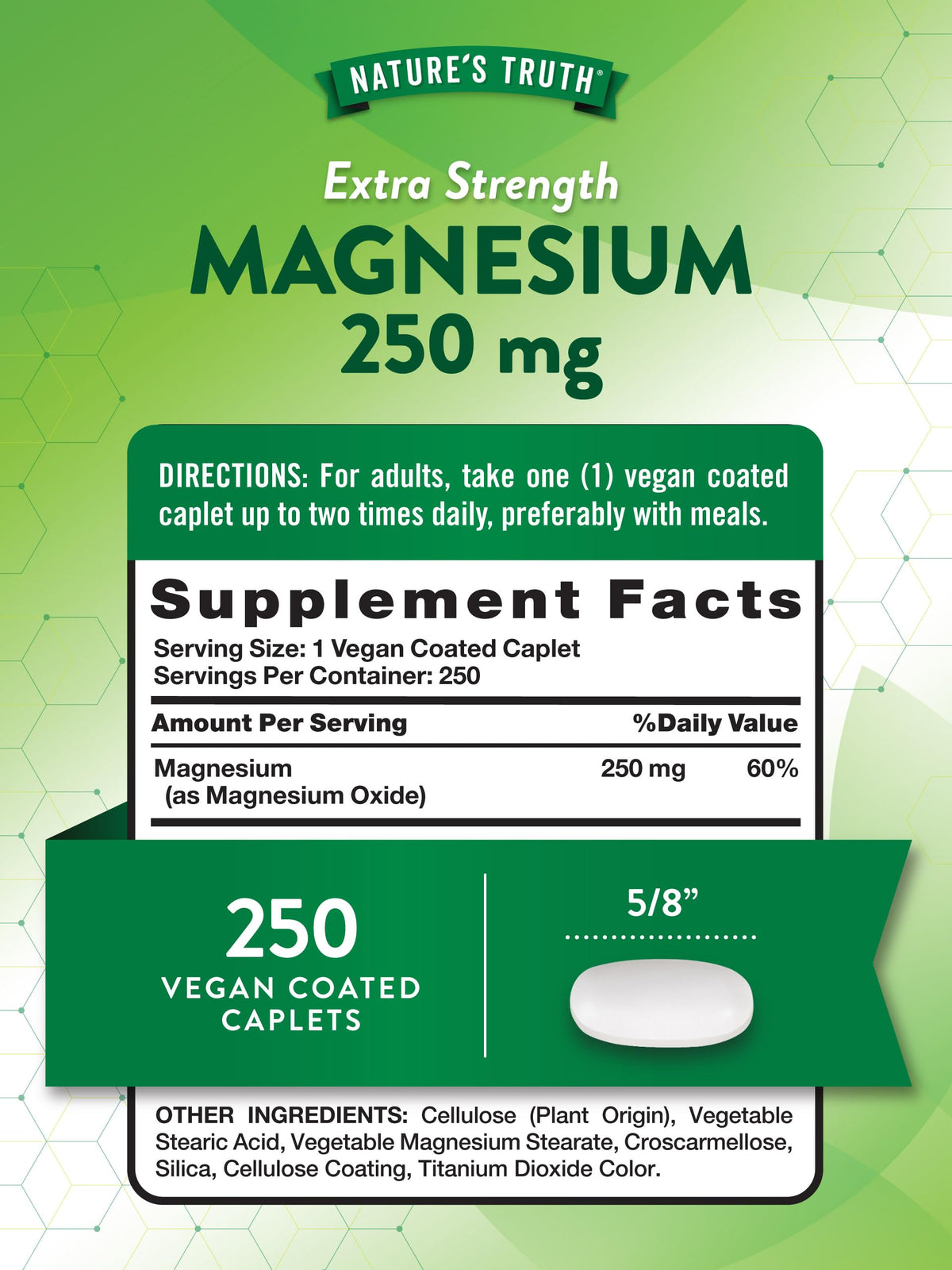 Nature's Truth Magnesium Supplement 250 mg - 250 Caplets - image 2