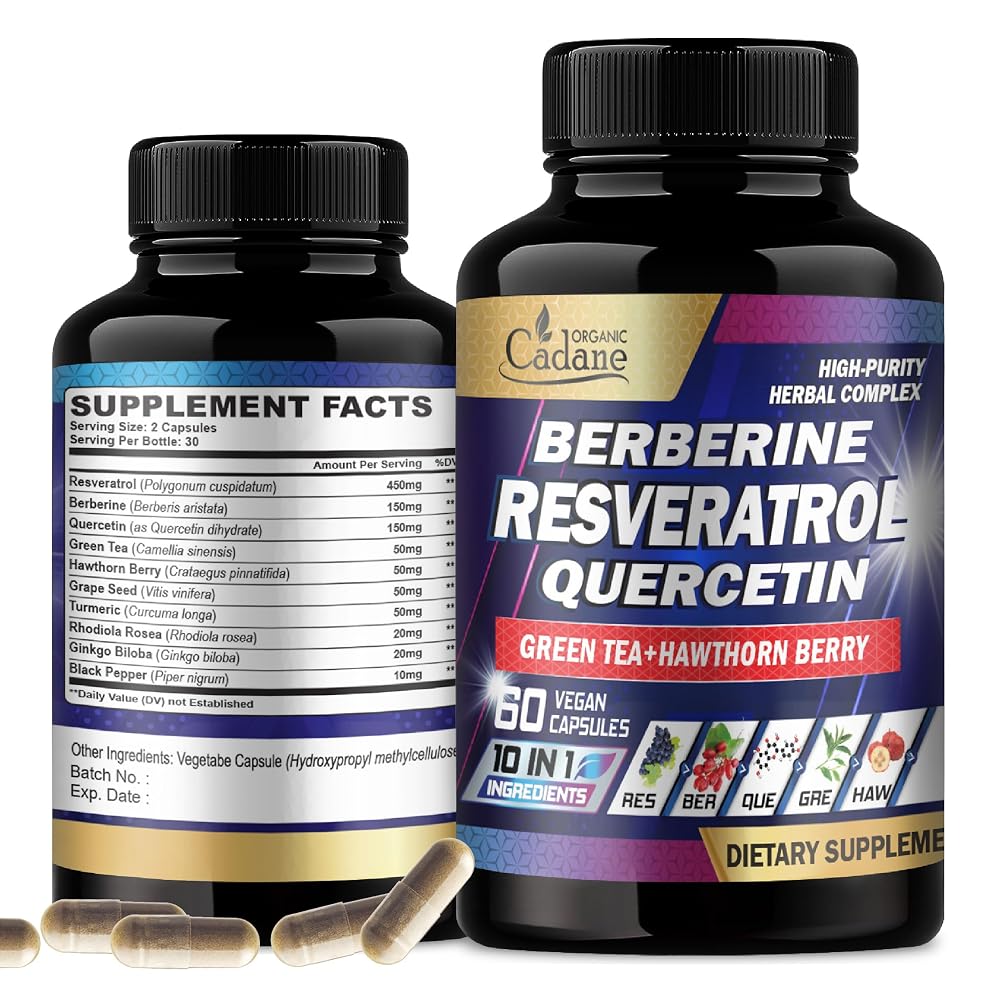 Organic Cadane Resveratrol Supplement 10-in-1 - 60 Capsules