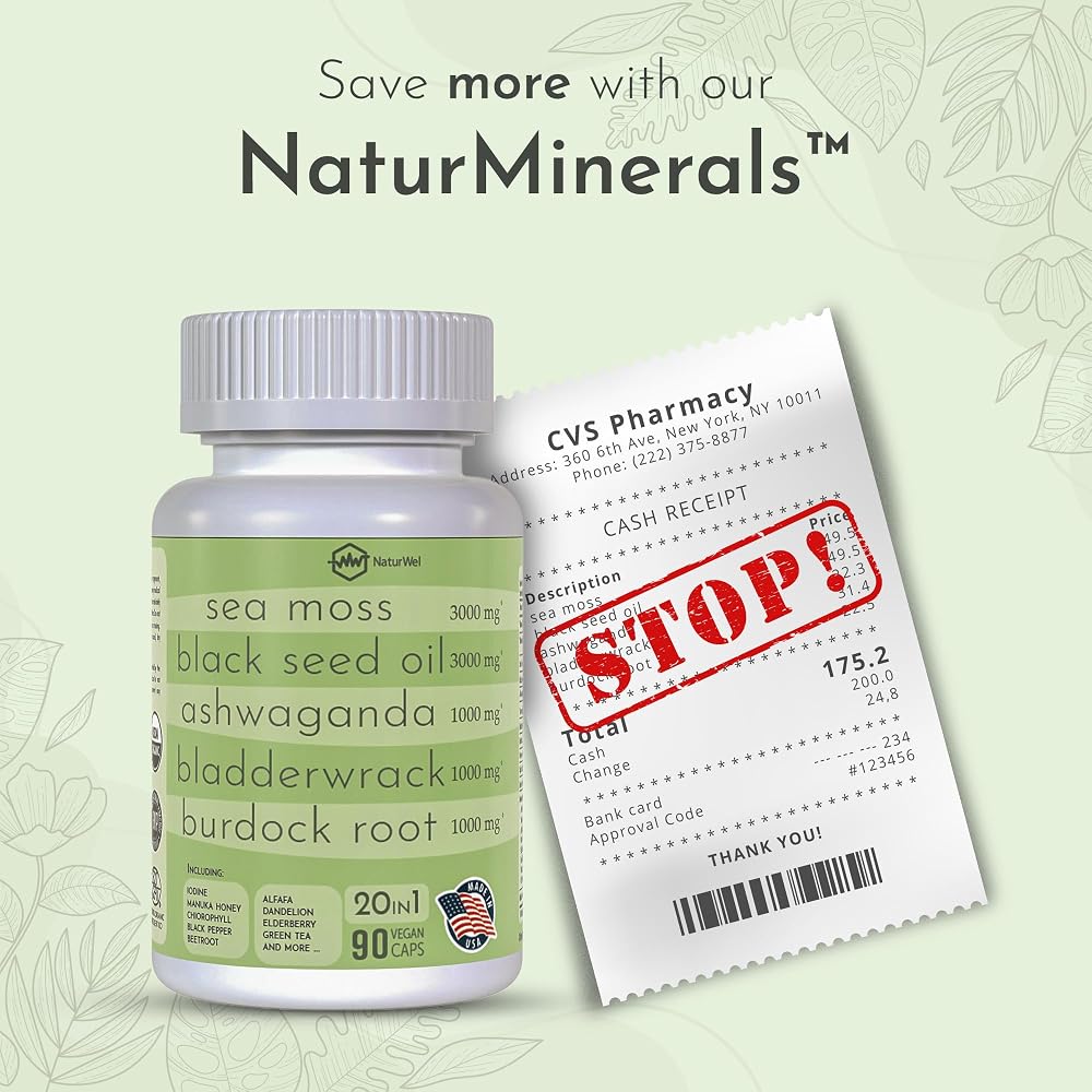 NaturWel Black Seed Oil Sea Moss Ashwagandha Turmeric - 90 Capsules - image 4