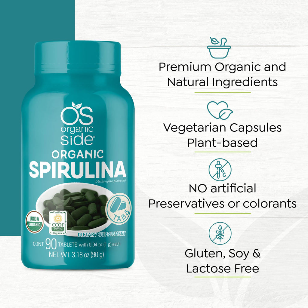 OS Organic Side Spirulina Tablets for Energy - 90 Tablets - image 5
