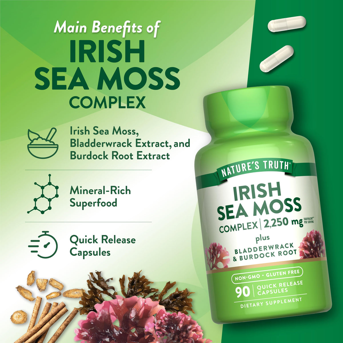 Nature's Truth Irish Sea Moss Capsules - 90 Count - image 5