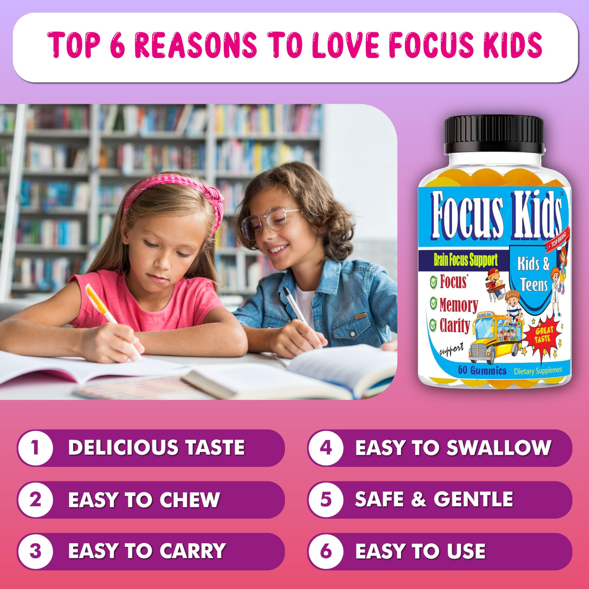 Celebrity LifeStyle Focus Kids Gummies for Attention & Concentration - 60ct - image 3