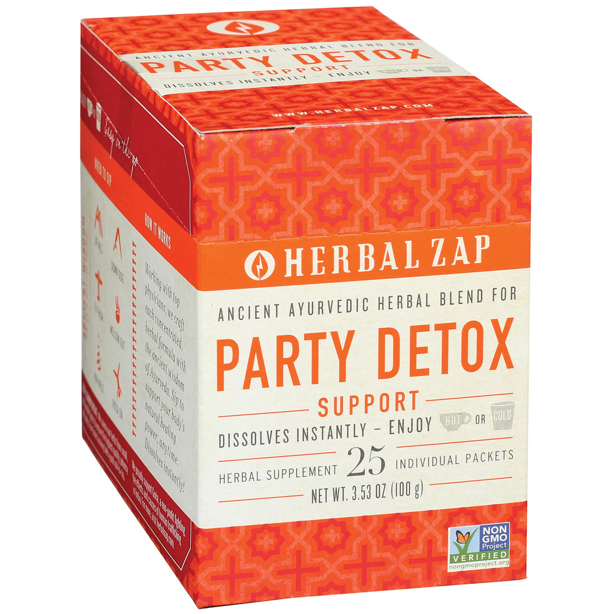 Herbal Zap Party Detox Support Supplement Powder - 25 Packets
