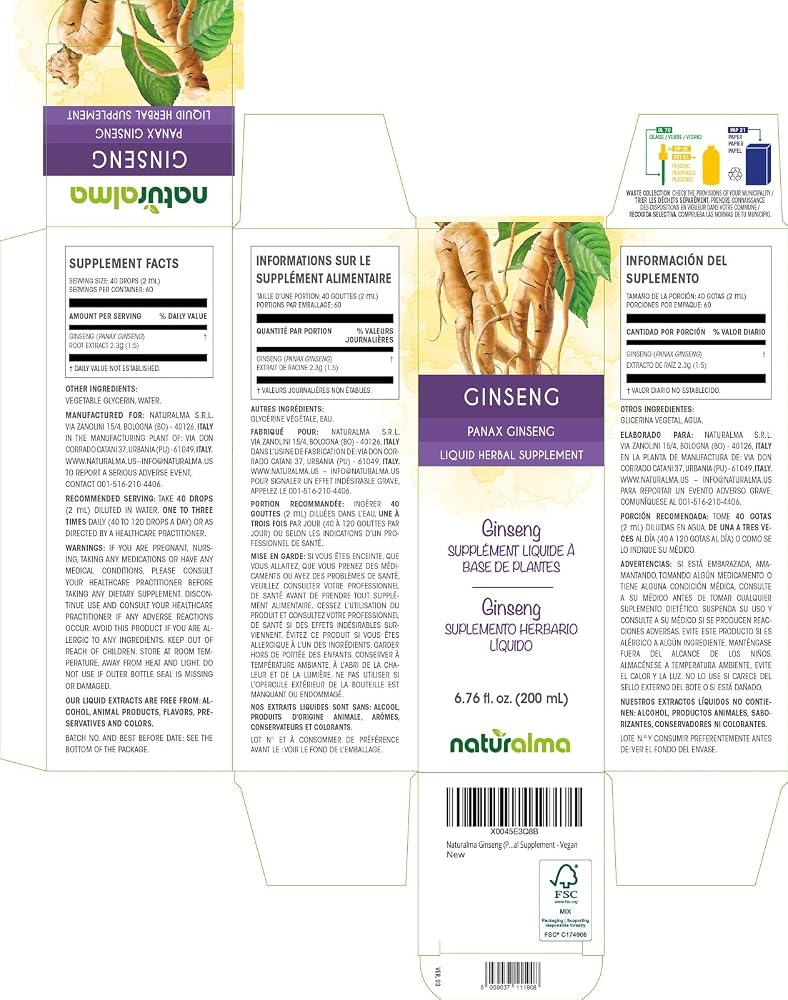 Naturalma Ginseng Root Alcohol-Free Tincture - 6.76 fl oz - image 2