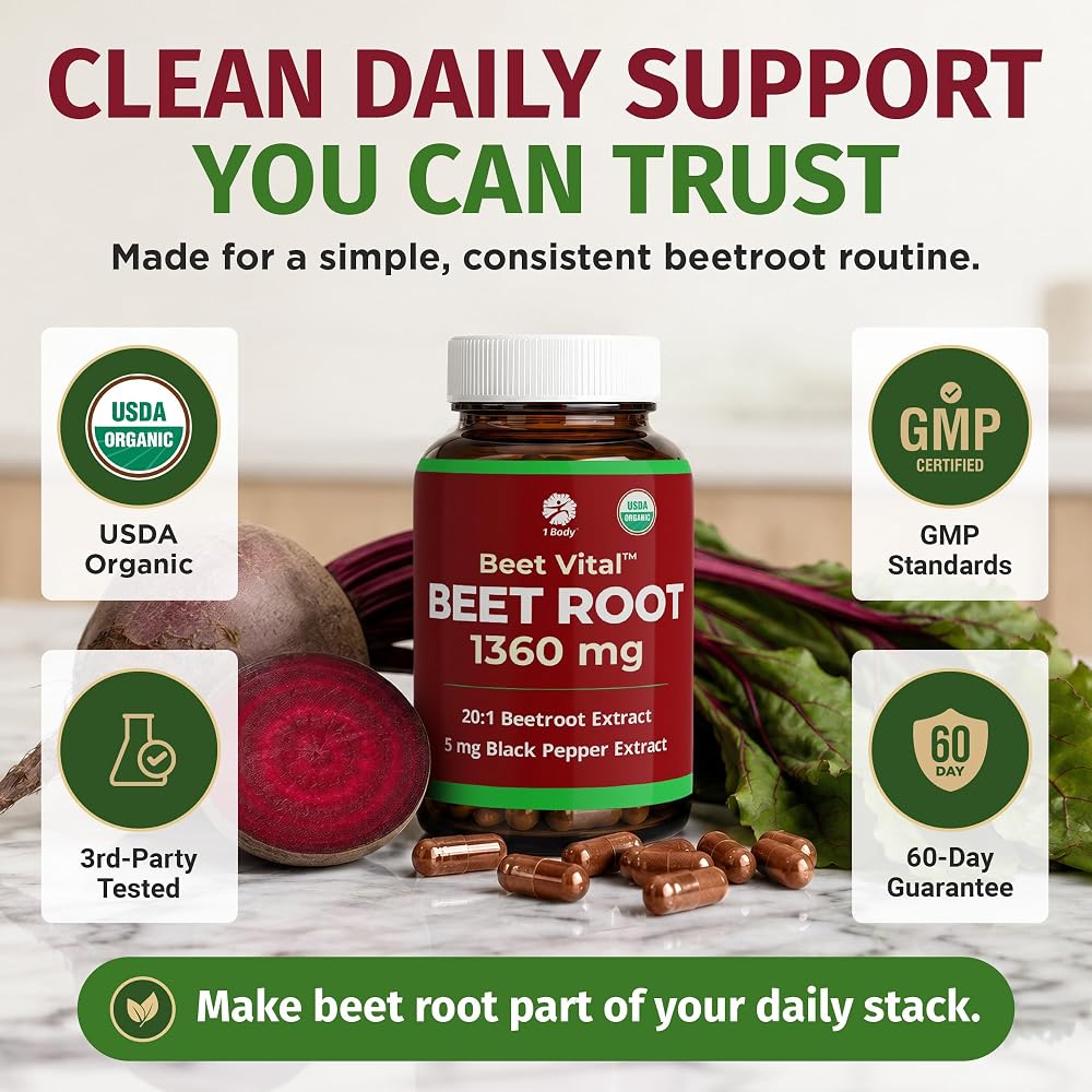 1 Body Beet Root Capsules 1360mg 20:1 Extract - 60 Capsules - image 10