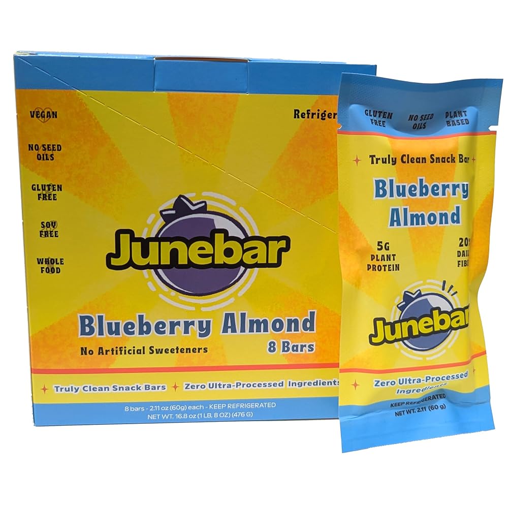 Junabar Junebar Blueberry Plant-Based Snack Bar - 7 Count