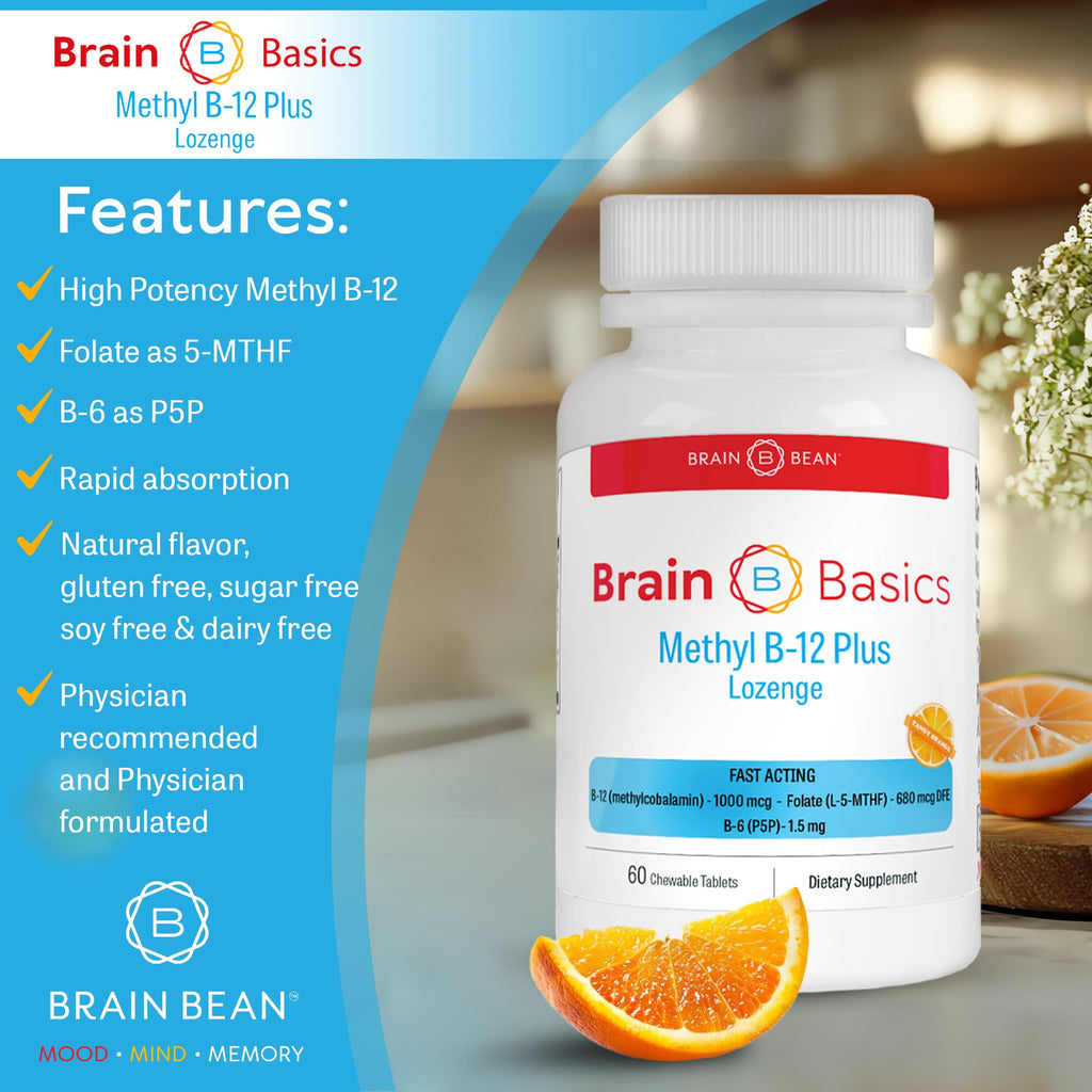 Brain Bean Methyl B12 1000 mcg + Methylfolate Lozenges - 60 Count - image 5