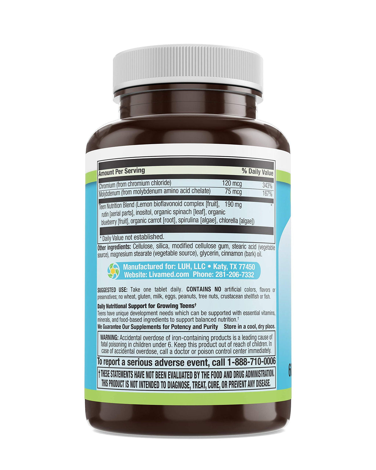 Livamed Natural Food Rich Teen Multivitamin - 60 Tablets - image 3