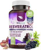 Biodora Resveratrol 1600mg Trans-Resveratrol Antioxidant - 180 Capsules