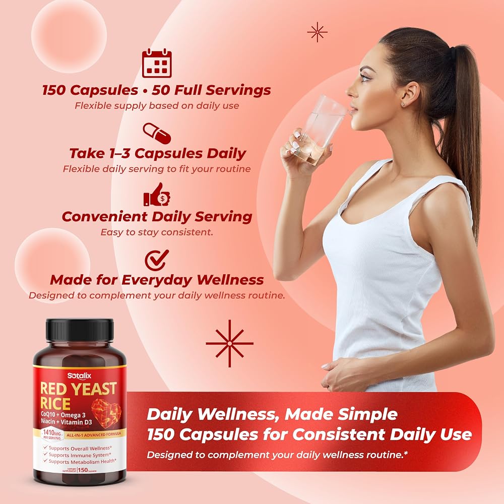 Sotalix Red Yeast Rice Complex 1,410 mg with CoQ10 - 150 Capsules - image 6