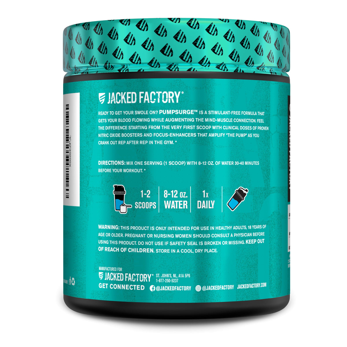JACKED FACTORY PUMPSURGE Caffeine Free Pump & Nootropic Pre Workout