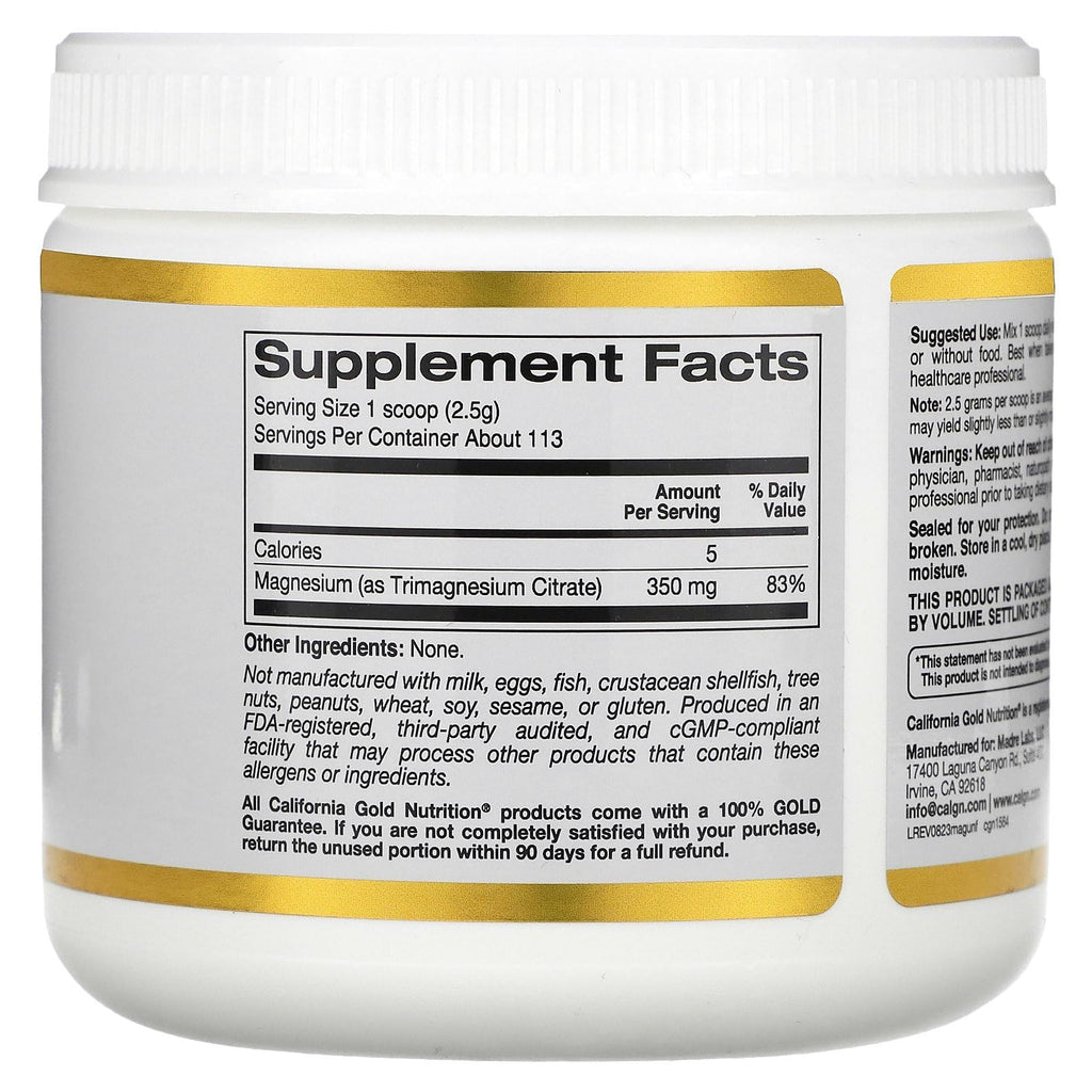 California Gold Nutrition Magnesium Citrate Powder - 10 oz - image 2