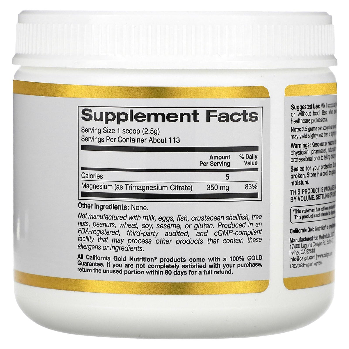California Gold Nutrition Magnesium Citrate Powder - 10 oz - image 2