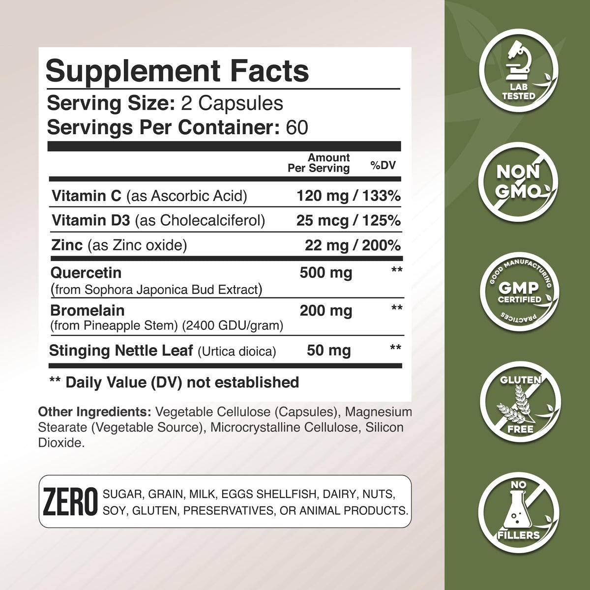 GADE NUTRITION BOOST YOUR HEALTH Quercetin with Vitamin C and Zinc