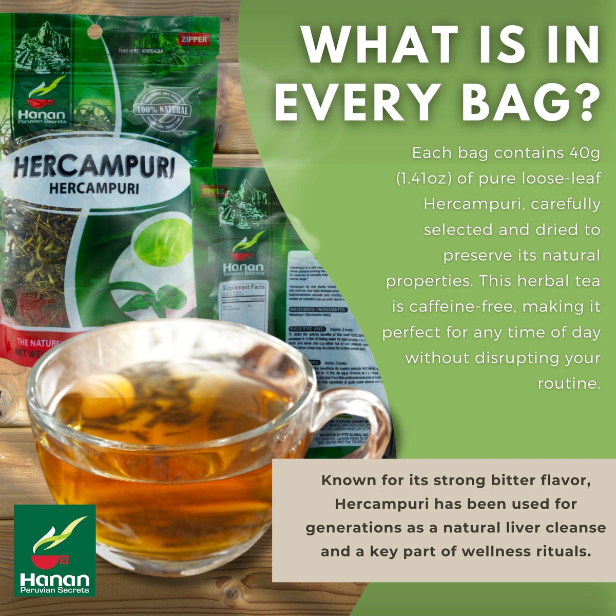Hanan Peruvian Secrets Hercampuri Herbal Tea Loose Leaf - 40g - image 4